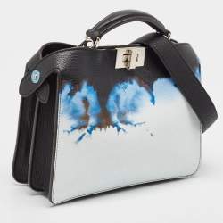 Fendi Black/Blue Cloud Graphic Leather Small Peekaboo Iseeu Bag