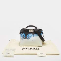 Fendi Black/Blue Cloud Graphic Leather Small Peekaboo Iseeu Bag