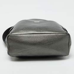 Fendi Metallic Grey Leather Monster Eyes Rounded Backpack