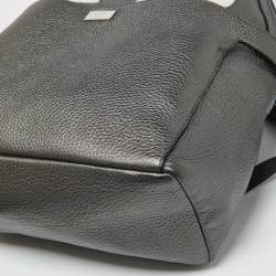 Fendi Metallic Grey Leather Monster Eyes Rounded Backpack