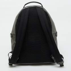 Fendi Metallic Grey Leather Monster Eyes Rounded Backpack