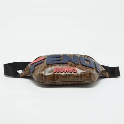 Fendi x Fila Brown Zucca Coated Canvas Mania Belt Bag