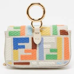 Fendi Multicolor Zucca Canvas Nano Baguette Charm Bag