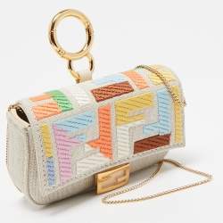 Fendi Multicolor Zucca Canvas Nano Baguette Charm Bag