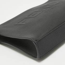 Fendi Black Leather Roma Flat Pouch