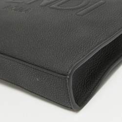Fendi Black Leather Roma Flat Pouch