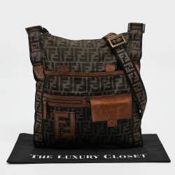 Fendi Brown/Tobacco Zucca Nylon Flat Messenger Bag