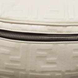 Fendi White/Black Zucca Embossed Leather and Mesh Belt Bag