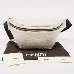 Fendi White/Black Zucca Embossed Leather and Mesh Belt Bag