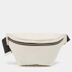 Fendi White/Black Zucca Embossed Leather and Mesh Belt Bag