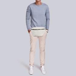 Fendi White/Black Zucca Embossed Leather and Mesh Belt Bag