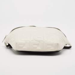 Fendi White/Black Zucca Embossed Leather and Mesh Belt Bag