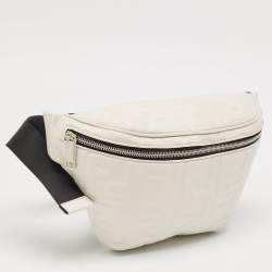 Fendi White/Black Zucca Embossed Leather and Mesh Belt Bag