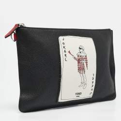 Fendi Black Leather Joker Slim Pouch
