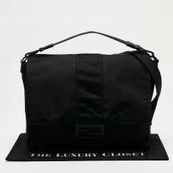 Fendi Black Econyl Baguette Messenger Bag