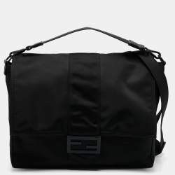 Fendi Black Econyl Baguette Messenger Bag