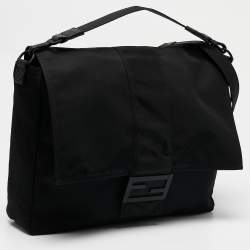 Fendi Black Econyl Baguette Messenger Bag