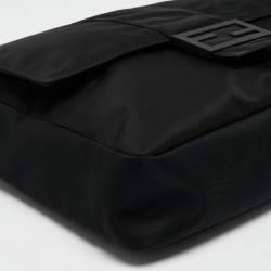 Fendi Black Econyl Baguette Messenger Bag
