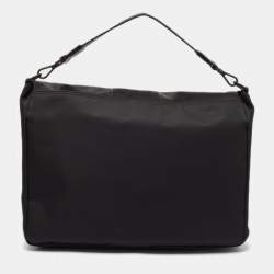 Fendi Black Econyl Baguette Messenger Bag
