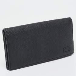 Fendi Black Leather Bifold Long Wallet