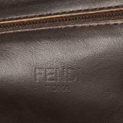 Fendi Yellow/Brown Fabric and Leather Stripe Shopper Tote