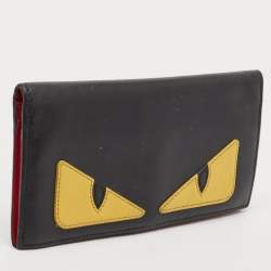 Fendi Black/Yellow Leather Monster Continental Wallet