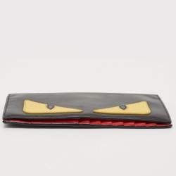 Fendi Black/Yellow Leather Monster Continental Wallet