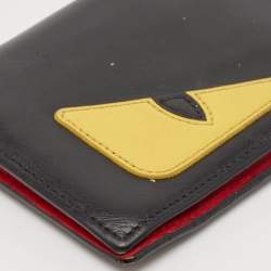 Fendi Black/Yellow Leather Monster Continental Wallet