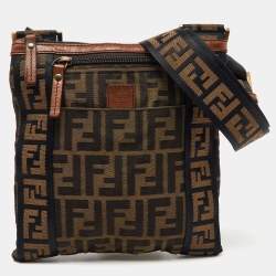 Fendi Tobacco Zucca Canvas and Leather Flat Messenger Bag