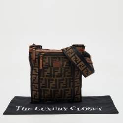 Fendi Tobacco Zucca Canvas and Leather Flat Messenger Bag