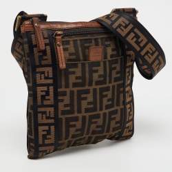 Fendi Tobacco Zucca Canvas and Leather Flat Messenger Bag
