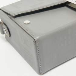 Fendi Grey FF Embossed Leather Soft Trunk Baguette Bag