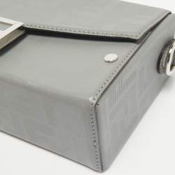 Fendi Grey FF Embossed Leather Soft Trunk Baguette Bag