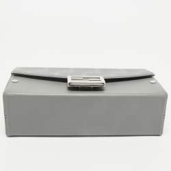 Fendi Grey FF Embossed Leather Soft Trunk Baguette Bag