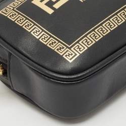 Fendi x Versace Black/Gold Leather Fendace Camera Crossbody Bag