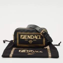 Fendi x Versace Black/Gold Leather Fendace Camera Crossbody Bag
