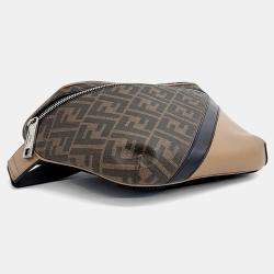 Fendi Brown Leather FF logo belt bag