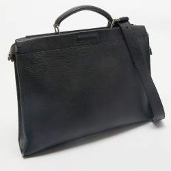 Fendi Black Selleria Leather Peekaboo ISeeU Briefcase
