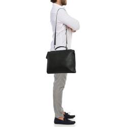 Fendi Black Selleria Leather Peekaboo ISeeU Briefcase