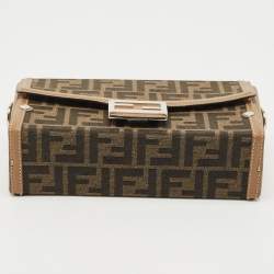 Fendi Brown Zucca Canvas and Leather Soft Trunk Baguette Bag