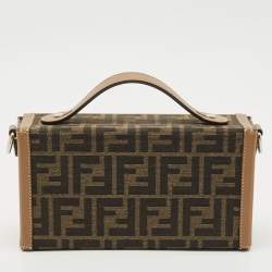 Fendi Brown Zucca Canvas and Leather Soft Trunk Baguette Bag