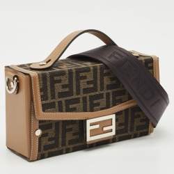 Fendi Brown Zucca Canvas and Leather Soft Trunk Baguette Bag