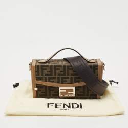 Fendi Brown Zucca Canvas and Leather Soft Trunk Baguette Bag