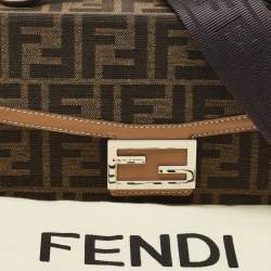 Fendi Brown Zucca Canvas and Leather Soft Trunk Baguette Bag
