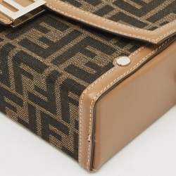 Fendi Brown Zucca Canvas and Leather Soft Trunk Baguette Bag