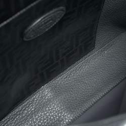 Pre Owned Fendi Dark Grey Leather Peekaboo Iconic Essential Bag