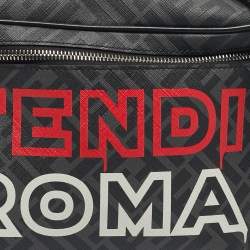 Pre Owned Fendi Black/Grey FF Coated Canvas Logo Print Belt Bag