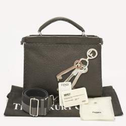Pre Owned Fendi Dark Brown Selleria Leather Mini Peekaboo Fit Key Tote
