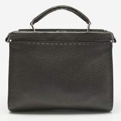 Pre Owned Fendi Dark Brown Selleria Leather Mini Peekaboo Fit Key Tote