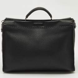 Pre Owned Fendi Black Selleria Leather Monster Peekaboo Iseeu Briefcase